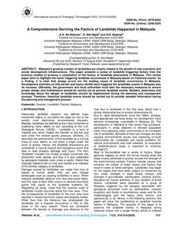 A Comprehensive Deriving the Factors of Landslide Happened in Malaysia A.A