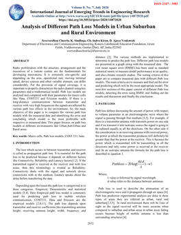 Analysis of Different Path Loss Models in Urban Suburban and Rural Environment