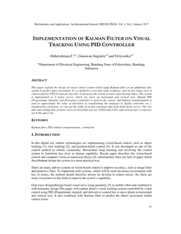 Implementation of Kalman Filter on Visual Tracking Using Pid Controller