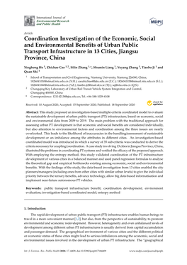 Coordination Investigation of the Economic, Social and Environmental Beneﬁts of Urban Public Transport Infrastructure in 13 Cities, Jiangsu Province, China