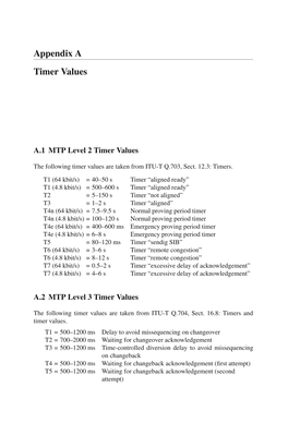 Appendix a Timer Values