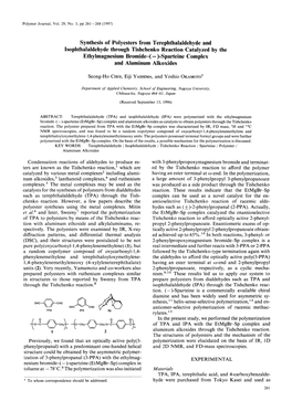 Synthesis of Polyesters from Terephthalaldehyde And