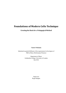 Foundations of Modern Cello Technique