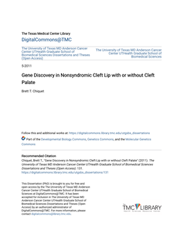 Gene Discovery in Nonsyndromic Cleft Lip with Or Without Cleft Palate