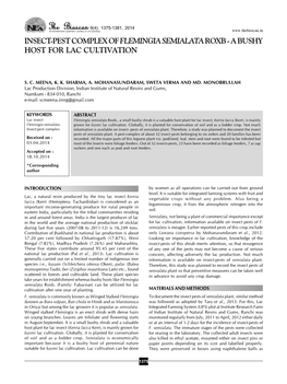 Insect-Pest Complex of Flemingia Semialata Roxb - a Bushy Host for Lac Cultivation