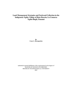 Land Management Strategies and Fuelwood Collection in the Indigenous Ngäbe Village of Hato Horcón, La Comarca Ngäbe-Buglé, Panamá