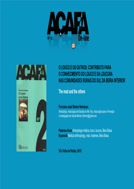 O Louco E Os Outros: Contributo Para O Conhecimento Do Louco E Da Loucura Nas Comunidades Rurais Do Sul Da Beira Interior