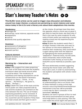 Starr's Journey Teacher's Notes