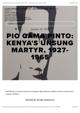 Pio Gama Pinto: Kenya's Unsung Martyr, 1927-1965 — Joao-Roque Literary Journal Est