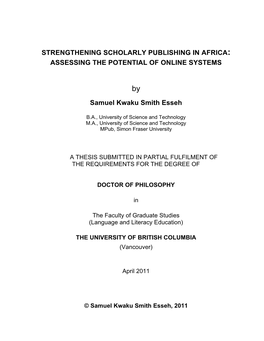 Strengthening Scholarly Publishing in Africa: Assessing the Potential of Online Systems