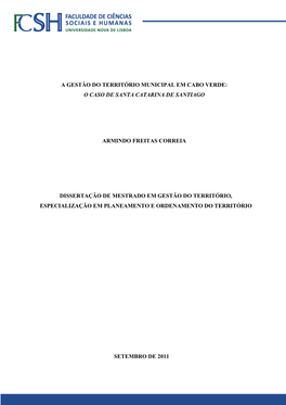 A Gestão Do Território Municipal Em Cabo Verde: O Caso De Santa Catarina De Santiago