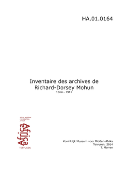 HA.01.0164 Inventaire Des Archives De Richard-Dorsey Mohun