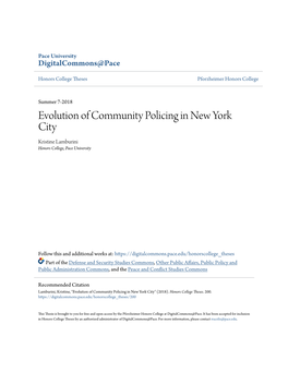 Evolution of Community Policing in New York City Kristine Lamburini Honors College, Pace University