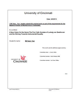 A New Vision for the Genre: the Five Cello Sonatas of Ludwig Van Beethoven and the Striving Towards Instrumental Equality
