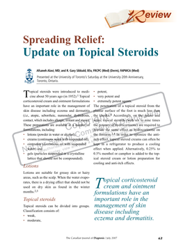 Spreading Relief: Update on Topical Steroids