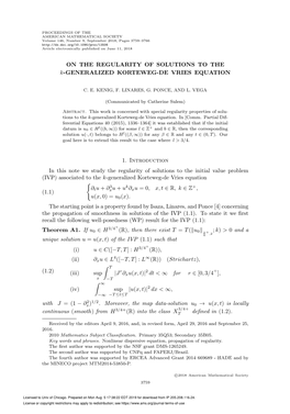 ON the REGULARITY of SOLUTIONS to the K-GENERALIZED KORTEWEG-DE VRIES EQUATION