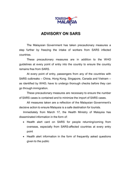 Advisory on Sars