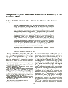 Sonographic Diagnosis of Cisternal Subarachnoid Hemorrhage in the Premature Infant