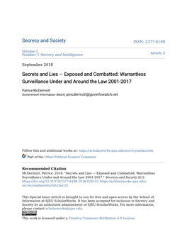 Warrantless Surveillance Under and Around the Law 2001-2017