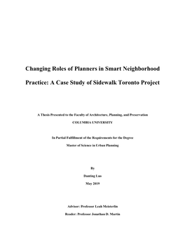 Changing Roles of Planners in Smart Neighborhood Practice