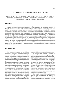Entomofauna Asociada Al Pinsapar De Grazalema José M. Mateo Lozano, Juan Delgado Muñoz, Antonio J. Márquez Aguilar, Bartolom