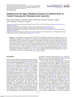 Mollusks from the Upper Shackleton Limestone (Cambrian Series 2), Central Transantarctic Mountains, East Antarctica