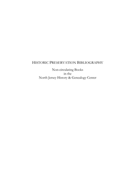 Historic Preservation Bibliography