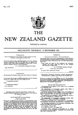 NEW ZEALAND GAZETTE Published by Authority