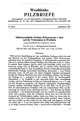 Westfälische PILZBRIEF E Herausgegeben Von Der Pilzkundlidhen Arbeitsgemeinschaft in Westfale N Schriftleitung : Dr