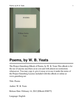 Poems, by W. B. Yeats 1