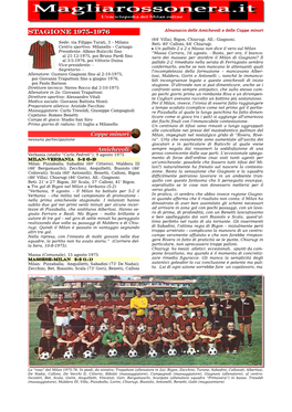 Stagione 1975-1976 Almanacco Delle Amichevoli E Delle Coppe Minori (64' Villa), Bigon, Chiarugi