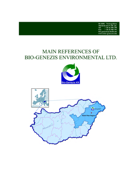 References of Bio-Genezis Environmental Ltd