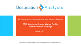 Monterey County Convention and Visitors Bureau 2016 Monterey