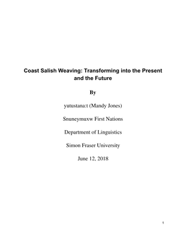 Coast Salish Weaving: Transforming Into the Present and the Future