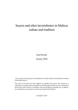 Insects and Other Invertebrates in Maltese Culture and Tradition
