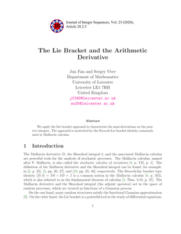 The Lie Bracket and the Arithmetic Derivative