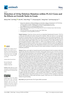 Detection of 15-Bp Deletion Mutation Within PLAG1 Gene and Its Effects on Growth Traits in Goats