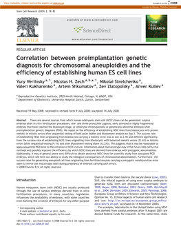 Correlation Between Preimplantation Genetic Diagnosis for Chromosomal