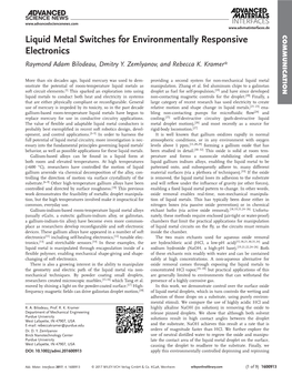 Liquid Metal Switches for Environmentally Responsive Responsive Environmentally for Metal Switches Liquid Controlled and Directed by Surface Roughness