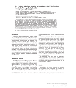 New Products of Defense Secretion in South East Asian Whip Scorpions