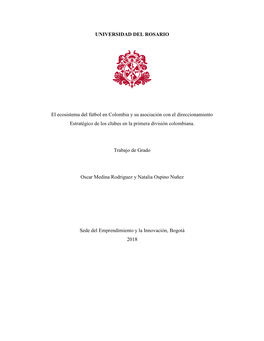 UNIVERSIDAD DEL ROSARIO El Ecosistema Del Fútbol En Colombia