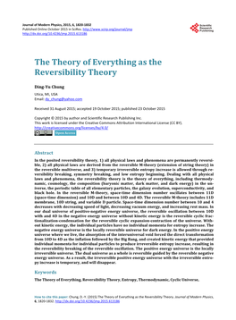 The Theory of Everything As the Reversibility Theory