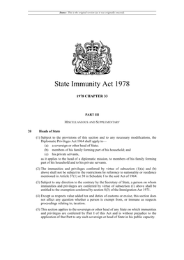 State Immunity Act 1978