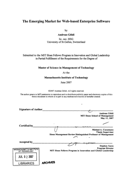 The Emerging Market for Web-Based Enterprise Software ARCHI-ES