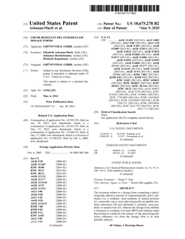 ( 12 ) United States Patent ( 10 ) Patent No.: US 10,675,278 B2 Arkenau -Mari? Et Al