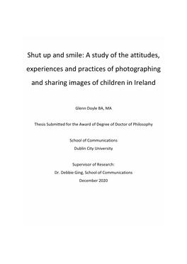 A Study of the Attitudes, Experiences and Practices of Photographing and Sharing Images of Children in Ireland
