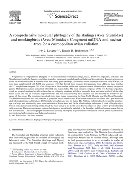 A Comprehensive Molecular Phylogeny Of