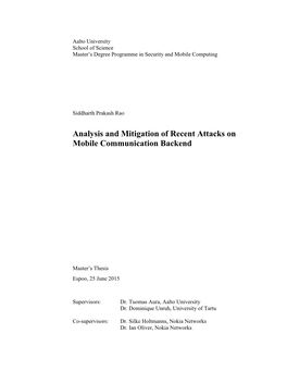 Analysis and Mitigation of Recent Attacks on Mobile Communication Backend