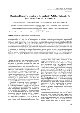 Direction of Karyotype Evolution in the Bug Family Nabidae (Heteroptera): New Evidence from 18S Rdna Analysis