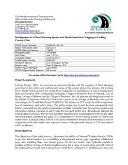 Development of a Flood-Warning System and Flood-Inundation Mapping in Licking County, Ohio